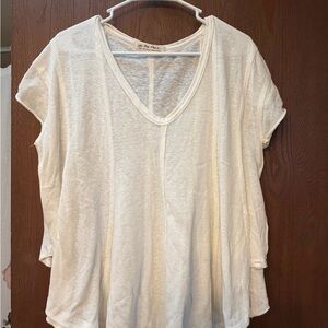 Free People Cream Short Sleeve Tee